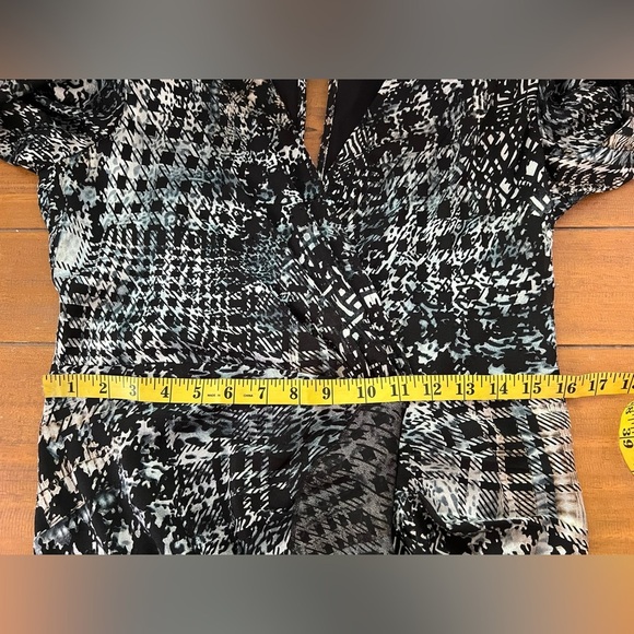 Ramy Brook Myla Mini Dress Black Houndstooth Burnout Multi Ruched Faux Wrap NWT - Picture 13 of 16